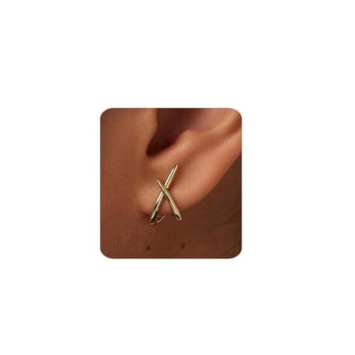 MUMREUES Gold Earrings for Women Trendy,14K Gold Stud Earrings Dainty Simple Minimalist Gold Earrings Hypoallergenic Earring for Women Gifts