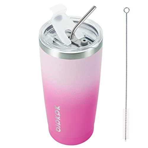 BJPKPK 20oz Stainless Steel Tumbler with Lid And Straw, Double Wall Vacuum Coffee Cup, Travel Mug for Ice Drink and Hot Beverage, Insulation Travel Tumblers Cups,Cherry Blossom