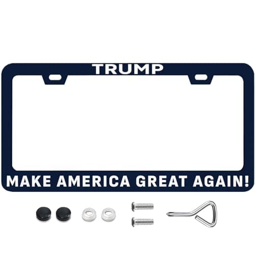 Trump Make America Great Again License Plate Frames Rust-Proof Stainless Steel Screws Fasteners Included Personalized Cover for Women Men Decorate Car with 12.3x6.3 Inch License Plate Holder -DATANSEN