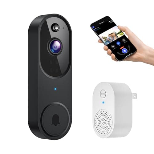GridTera Smart Video Doorbell Camera Wireless, AI Human Detection and Instant Alerts, Night Vision, 2-Way Audio, Battery Powered, Cloud Storage Sold Seperately, 2.4G WiFi (Chime Included)