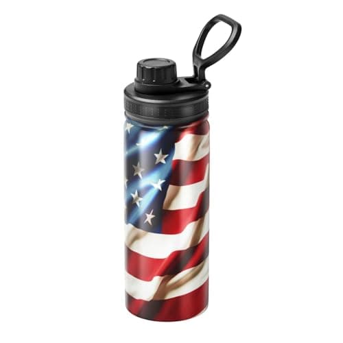 Cerburny Insulated Water Bottle Red USA Flag 18 oz Stainless Steel Bottles With Lid Leak Proof Gym Sport Water Jug For Men Women Adults