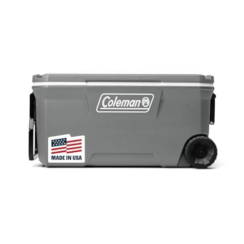 Coleman Classic Series Insulated Portable Wheeled Cooler, Leak-Resistant Outdoor Hard Cooler Keeps Ice up to 5 Days, 100-Quart
