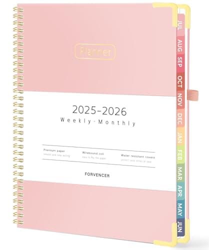 Forvencer Academic Planner 2025-2026, Hardcover Weekly & Monthly Calendar Planner, July 2025 - June 2026, 8.5" x 11", Daily Agenda Book with Tabs, College School Organizer Notebook for Student Teacher, Pink