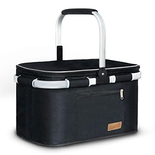 LIQING 35L Large Picnic Basket 2 Layers of Internal Pockets Leak-Proof and Insulated Folding, Internal Support Does Not House Warming Gifts New Home, Wedding Gifts for Couple