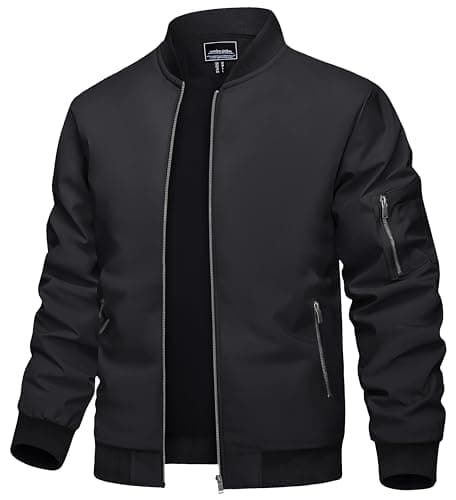 TACVASEN Jackets for Mens Black Jacket Lightweight Men's Bomber Jackets Lightweight Windbreaker Spring Men's Casual Jacket Windbreaker Men's Jacket
