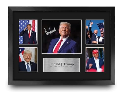 HWC Trading President Donald Trump Gifts Printed Signed Autograph Picture for Followers & Fans - 16" x 12" Framed