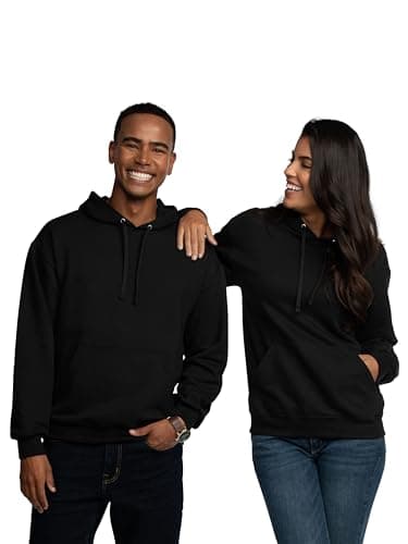 Fruit of the Loom Eversoft Fleece Hoodies, Moisture Wicking & Breathable, Hooded Sweatshirt, Black Pullover, Medium