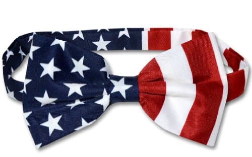 Vesuvio Napoli Men's American Flag Bow Tie Pre Tied USA Patriotic BOWTIE