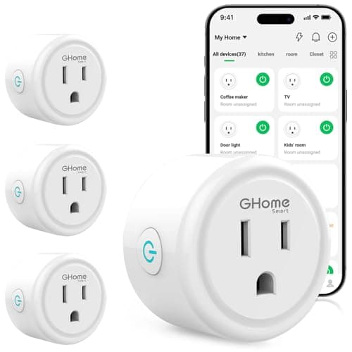 GHome Smart Plug, WiFi Smart Plugs Work with Alexa and Google Home, Smart WiFi Outlet with Remote Control and Timer Function, 2.4GHz Wi-Fi Only, No Hub Required, ETL FCC Listed, White (4 Pack)