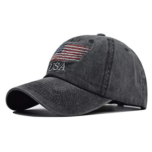 Washed American Flag Baseball Cap Retro Adjustable Sun Dad Gift Hats for Men Women Fashion Trucker Cap Unisex Black