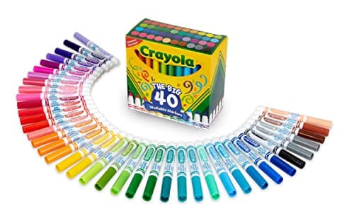 Crayola Ultra Clean Washable Markers for School (40ct), Essential Back to School Supplies for Kids, Coloring Book Marker Set, Teacher Classroom Supplies