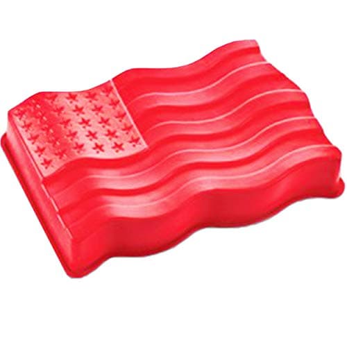 Patriotic American Flag Silicone Cake Mold Pan -- 12" x 7" x 2.5" Deep (4th of July Party Supplies)