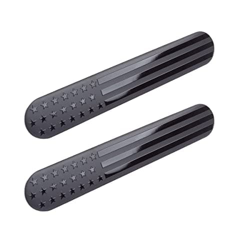 JINZHAO 3D Metal All Black American Flag Emblem Decal Stickers (1 Pair), Matte Black 6" x 1" Patriotic USA US Flag Car Decals Bumper Stickers for Truck, Window, Motorcycle