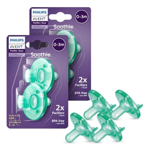 Philips AVENT Soothie Pacifier, 0-3 Months, Green, 4 Pack, SCF190/41