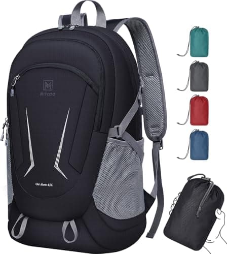 MIYCOO Backpack - Ultra Lightweight Packable Backpack for Travel Camping, 45L Hiking Back Pack Waterproof Foldable Daypack for Men Women Black