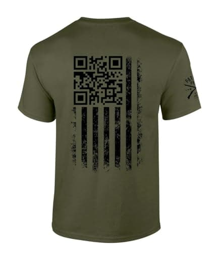 Trenz Shirt Company American Flag 47th President Tshirt American Flag 47th President Dance QR Code Funny Short Sleeve T-Shirt-Military Green-XL