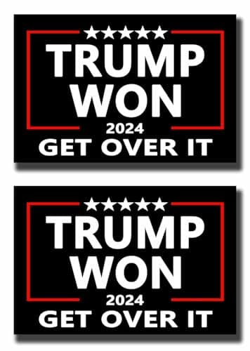 2 Pack Trump Won Get Over It 2024 47 US President Election Car Magnet Auto Truck Fridge Magnetic Stickers Decal Bumper Magnet