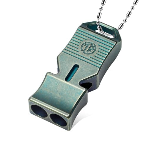 TACRAY Titanium Emergency Survival Whistle – Square Dual-Tube Design, Ultra-Loud 120+dB, Waterproof & Durable, EDC Safety Whistle for Camping, Hiking, Outdoor & Rescue (Green)