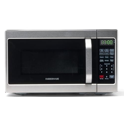 Farberware Countertop Microwave 700 Watts, 0.7 Cu. Ft. - Microwave Oven With LED Lighting and Child Lock - Perfect for Apartments and Dorms - Easy Clean Stainless Steel
