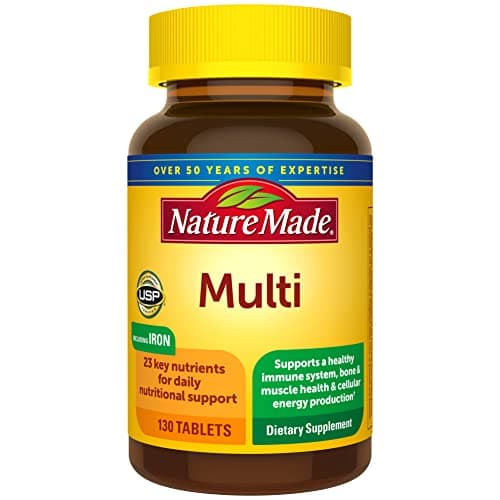 Nature Made Multivitamin Tablets with Iron, Multivitamin for Women and Men for Daily Nutritional Support, 130 Tablets, 130 Day Supply (Packaging May Vary)