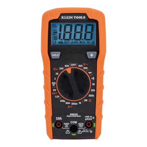 Klein Tools MM325 Multimeter, Digital Manual-Ranging 600V AC/DC Voltage Tester, Tests Batteries, Current, Resistance, Diodes, and Continuity