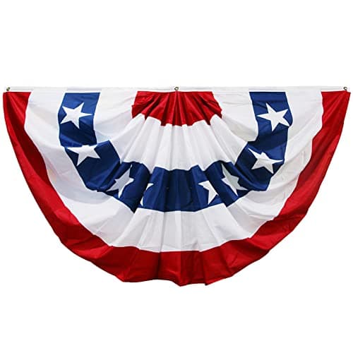 HOOSUN 4th Of July Decorations,American Flag Bunting for Outside,3x6 FT Fourth of July Bunting Patriotic Decorations,Red White and Blue USA Flags Pleated Fan Flag,American Flags Banners for Porch