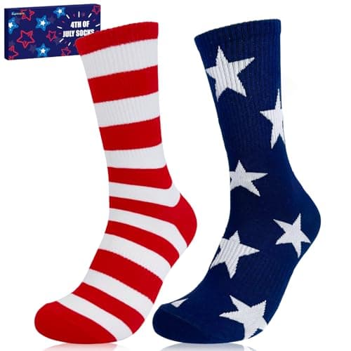 Kannove American USA Flag Socks for Women Men, Patriotic Red White and Blue Stars & Stripes Accessories for 4th of July Outfits, Independence Day & Birthday Gifts for Adults, Vietnam Veterans
