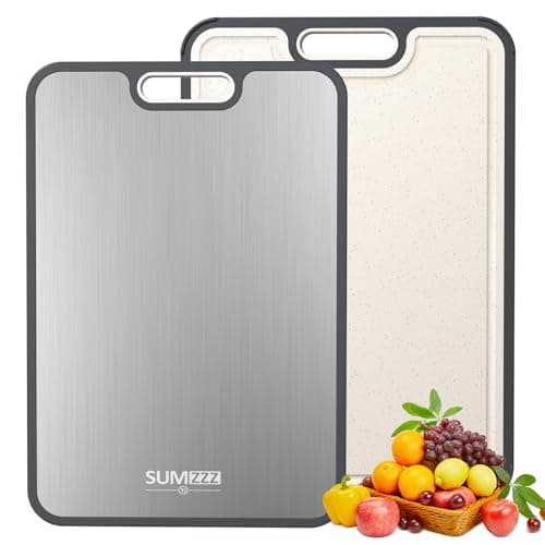 Titanium Cutting Boards for Kitchen, Cutting Board Double Sided Food Grade, Pure Titanium and Wheat Straw PP, Dishwasher Safe Easy to Clean Large Size 16”×11”