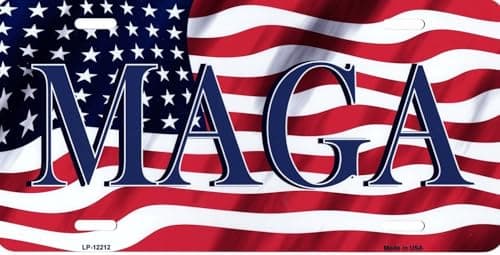MAGA Flag Novelty Metal License Plate Tag LP-12212