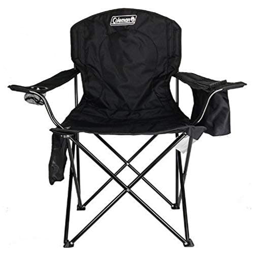 Coleman Portable Quad Camp Chair with 4-Can Cooler, Cushioned Seat & Back with Side Pockets & Cup Holder, Carry Bag Included