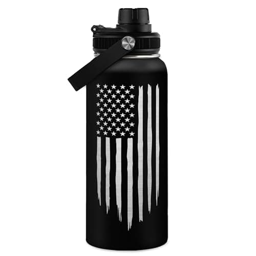 American Flag Water Bottle 32oz - SA Water Bottles Stainless Steel Insulated with Lid, America Gifts Ideas for Men Gym Sports Outdoor Workout