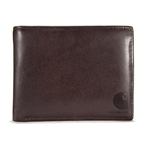 Carhartt Men's Durable Oil Tan Leather Wallets, Available in Multiple Styles – Front pocket, Bi-Fold, Trifold Wallets for Men, RFID Blocking & ID Holder
