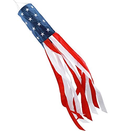 HOOSUN 4th Of July Decorations,40 Inch American Windsock Heavy Duty,Patriotic Fourth Of July Outdoor Decor, American Flag USA Windsock With Embroidered Stars,Red White And Blue Decor For Memorial Day,Outside