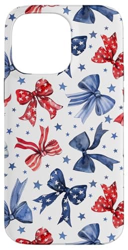 Red White & Blue Bows Patriotic Ribbons 4th of July Party Case for iPhone 14 Pro Max