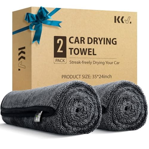 KKV 2-Pack Microfiber Towels (35"x 24") Extra Large Ultra Absorbent Drying Towel for Cars and Trucks, Without Streaks, Scratches, or Water Spots