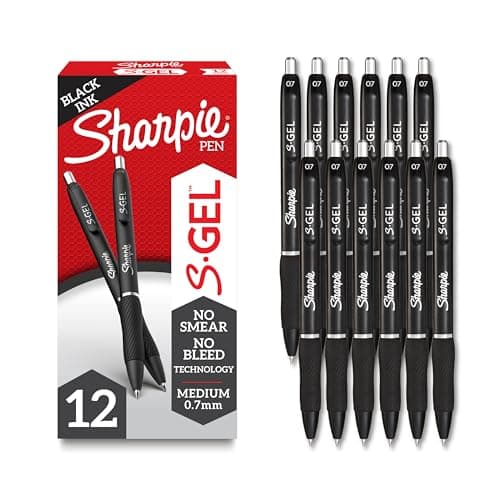 Sharpie S-Gel Gel Pens Drawing Pens Gel Ink For Journaling Writing Coloring Medium Point (0.7Mm) Black Barrel Black Ink 12 Count