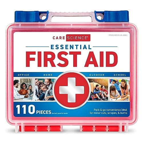 Care Science First Aid Kit, 110 Pieces | Professional Use for Travel, Work, School, Home, Car, Emergency, Survival, Camping, Hiking, and More