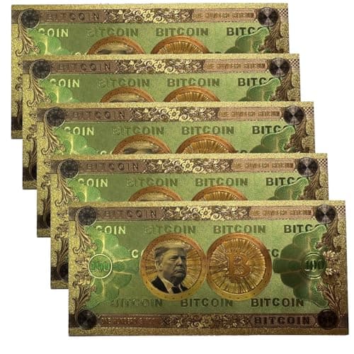 5 PCS Hundred Donald Trump Bitcoin Dollar Bills, $100 Collectible Banknotes Colored Bill for Bookmark, Bill Note for Decoration ($100 (Set of 5))