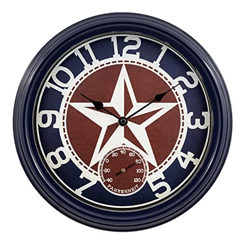 La Crosse Technology 404-3012TX 12 Inch Indoor/Outdoor Patriot Quartz Wall Clock with Temperature, 12, Blue