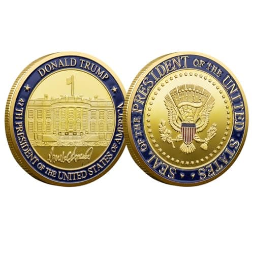TYMLINYU Donald Trump 45th & 47th Presidential Inauguration Challenge Coin - Gold-Plated Commemorative Collectible, Seal of The President, 2024 White House Gift for Supporters