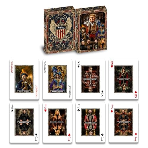 Trump Playing Cards - MAGA Poker Cards,Standard Waterproof & Perspective-Proof Trump Family Poker Deck Featuring Melania, Ivanka, Elon Musk, J.D. Vance & Jokers Biden - Perfect Trump Gift