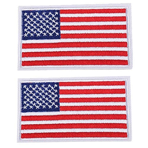 2 PCS USA Flag Patches Embroidered Appliques with White Border Iron On Sew On Stickers United States of America Logo Badge for Hats,Bags,Shoes