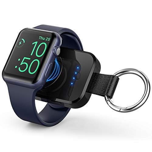 i.VALUX Portable Wireless Charger for Apple Watch Series 11/10/9/8/UItra/7/6/5/4/3/2/SE,Compact Magnetic iWatch Charger 1000mAh Extra Power Bank Smart Keychain Travel Accessories Father Birthday-Black