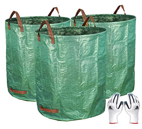 Gardzen 3-Pack 72 Gallon Yard Waste Bags, Reusable Heavy Duty Collapsible Garden Leaf Bags with Plastic Ring, Stand-Up Yard Waste Bin for Leaves, Lawn Debris & Grass Clippings