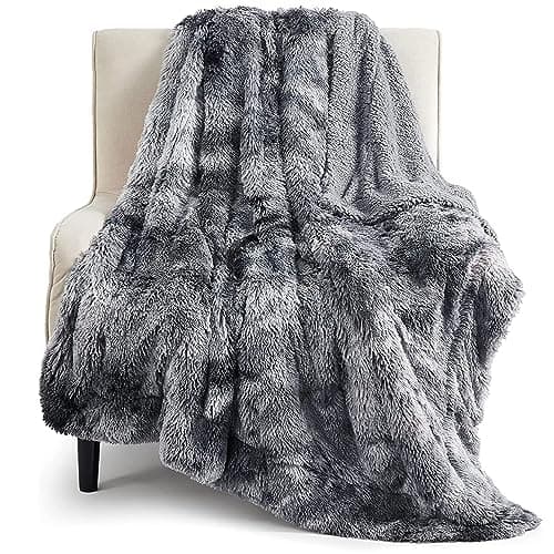 Bedsure GentleSoft Fluffy Fuzzy Faux Fur Throw Blanket, Soft Sherpa Fleece Cozy Gifts for Women, Grey Room Decor for Men Plush Blanket for Couch Bed, Thick Warm Minky Gifts for Girls Boys Teenages
